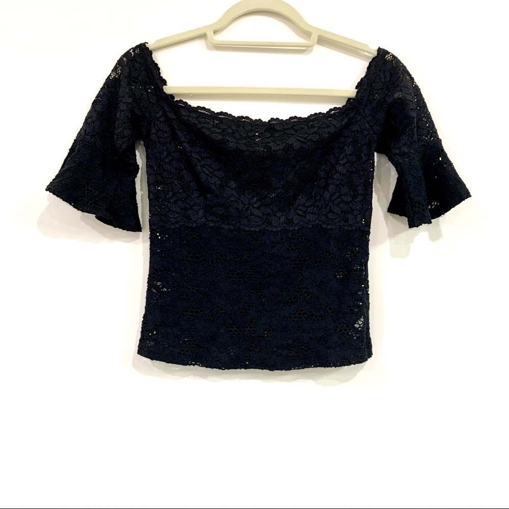Free People Black Lace Off The Shoulder Top